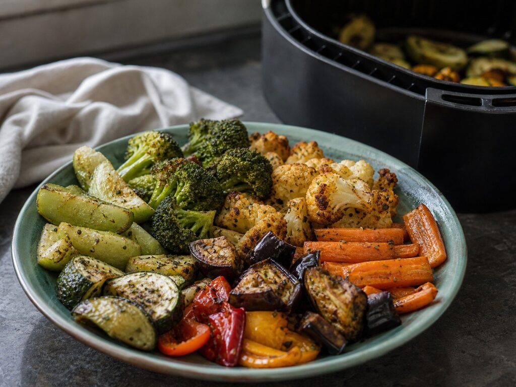 7 legumes na air fryer para um almoço mais saboroso
