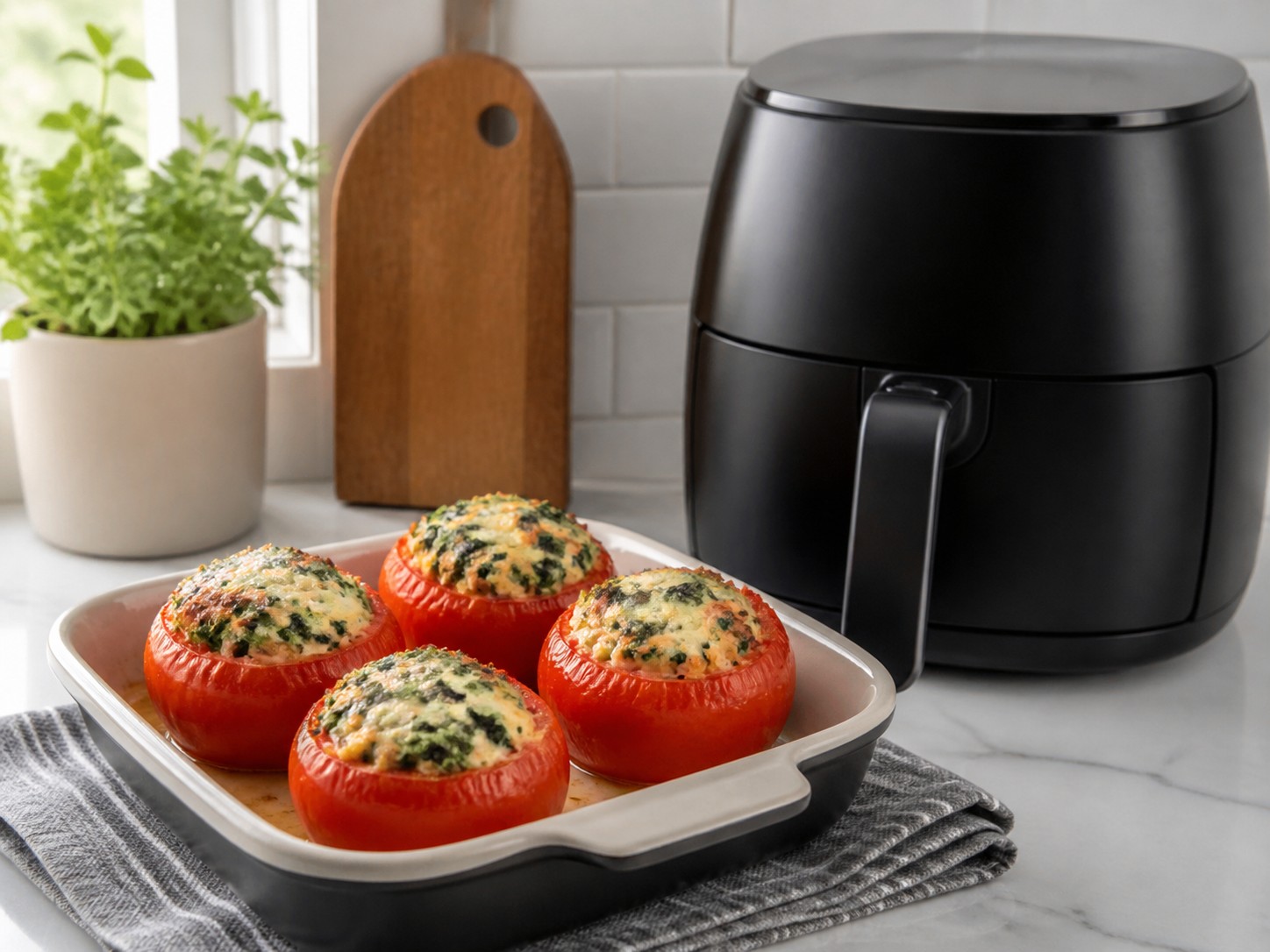 tomate recheado na air fryer