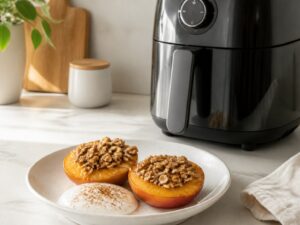 5 receitas de pêssego na air fryer para sobremesas rápidas